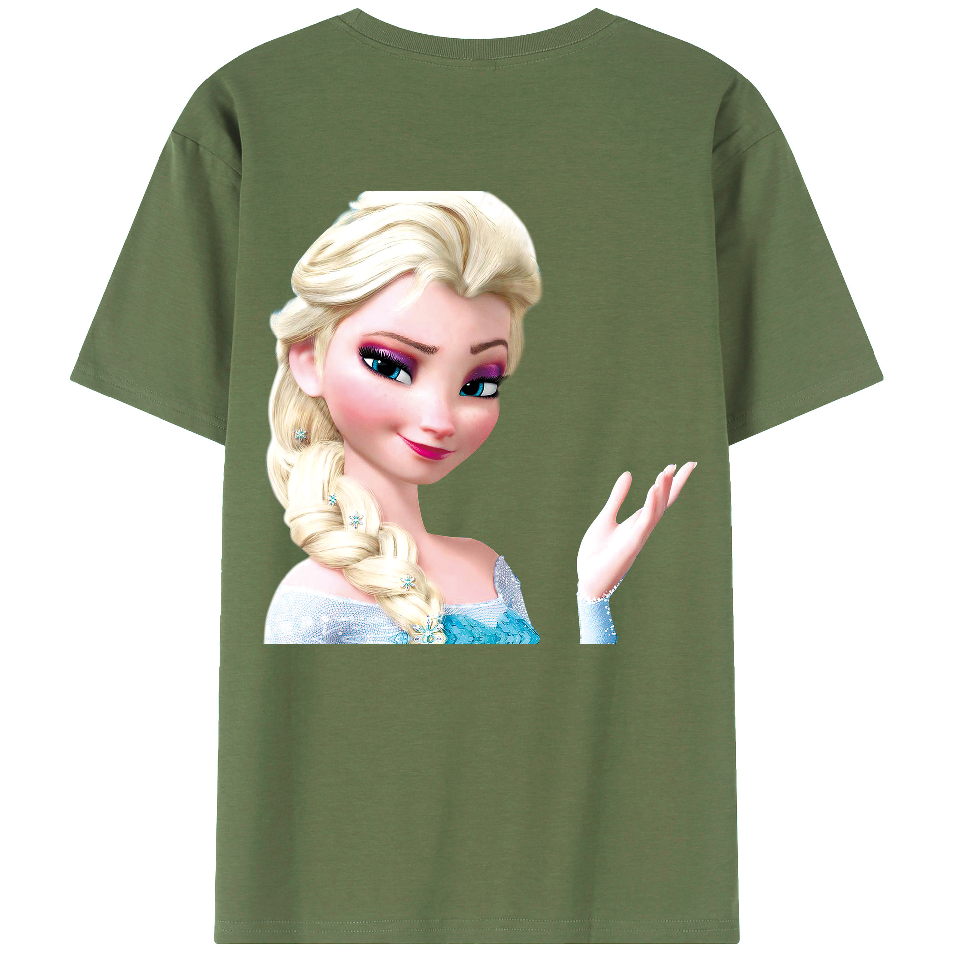 （画像用） アナと雪の女王 アンナ エルサ Frozen Anna Elsa 綿100％ メンズ半袖Tシャツ（バックプリント） 通気性